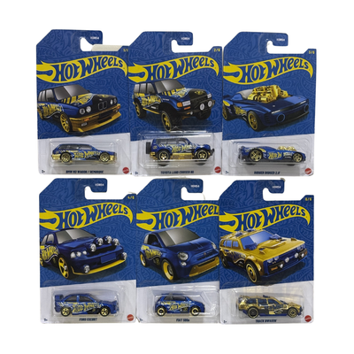 Hot Wheels Anniversary Edition Complete Set 6/6 — Blue & Gold Series | HDH54 | BMW M3, Land Cruiser, Fiat 500e & More | Sealed Cards