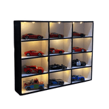 Diecast Car Display Case with LED Lights - 12 Slot 1:64 Scale Model Car Organizer
