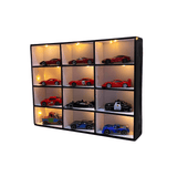 Diecast Car Display Case with LED Lights - 12 Slot 1:64 Scale Model Car Organizer