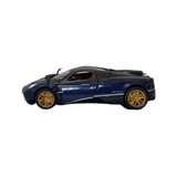 Pagani Huayra Diecast Model 1:24 Scale — Black & Blue | Opening Doors, Hood & Boot | Light & Sound | Display Stand